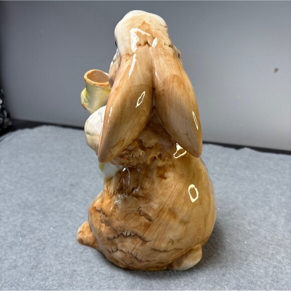 Ceramic Bunny Figurine with Bow - 10" Tall - Adorable Rabbit Home Decor - Picture 3 of 9